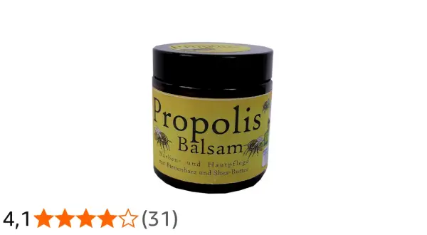 Propolis Balsam für Narben- und Hautpflege. Die positive propolis wirkung haut wird durch Bienenharz und Shea-Butter unterstützt.