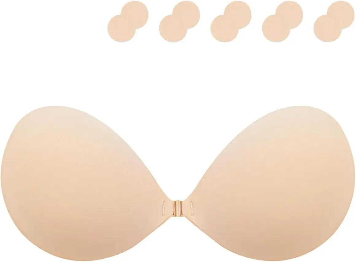 Hautfarbene Klebetops und Nippelcover, ideal als BH-Alternative unter einem Brautkleid für unsichtbaren Halt.